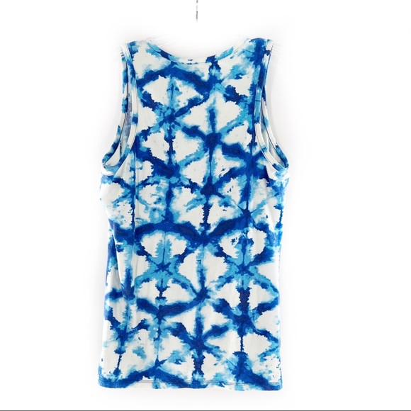 MICHAEL Michael Kors White/Blue Studded Tank Top, Tie Dye/Ink Blots, Size Medium - Picture 4 of 10